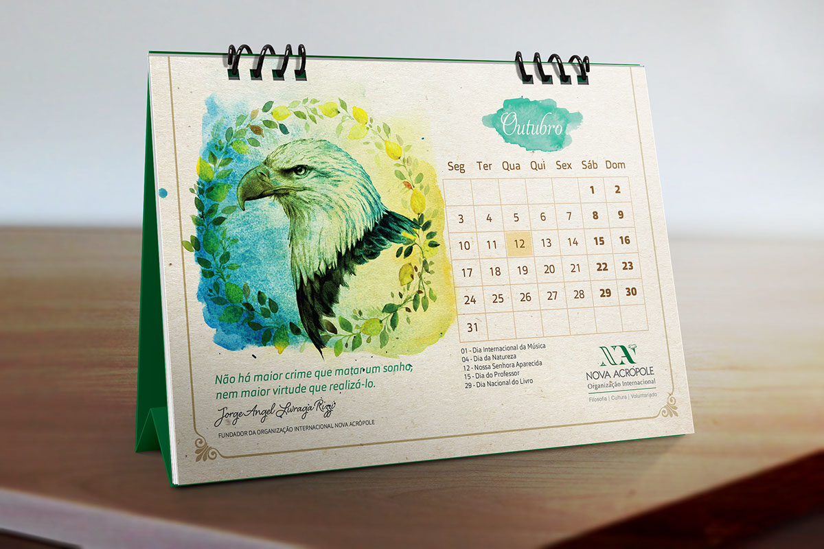 Nova acrópole calendario calendar aquarela watercolor