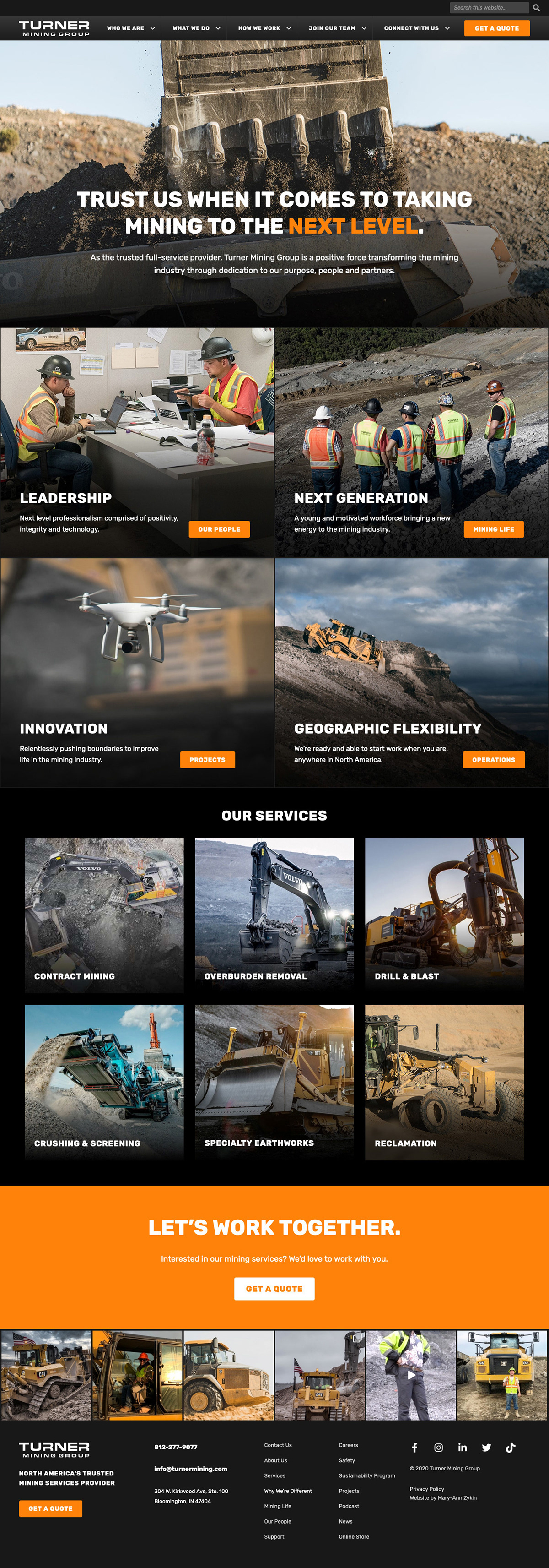 clean construction dark dark mode Heavy masculine Mining Web Design  Website wordpress