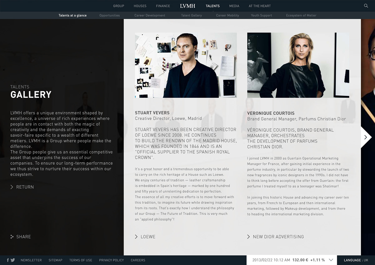 LVMH luxury Website corporate Dior