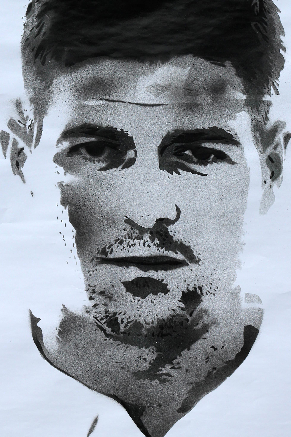 stencil spraypaint football soccer Liverpool Chelsea Newcastle Icon legend colour black and white sport arsenal manchester