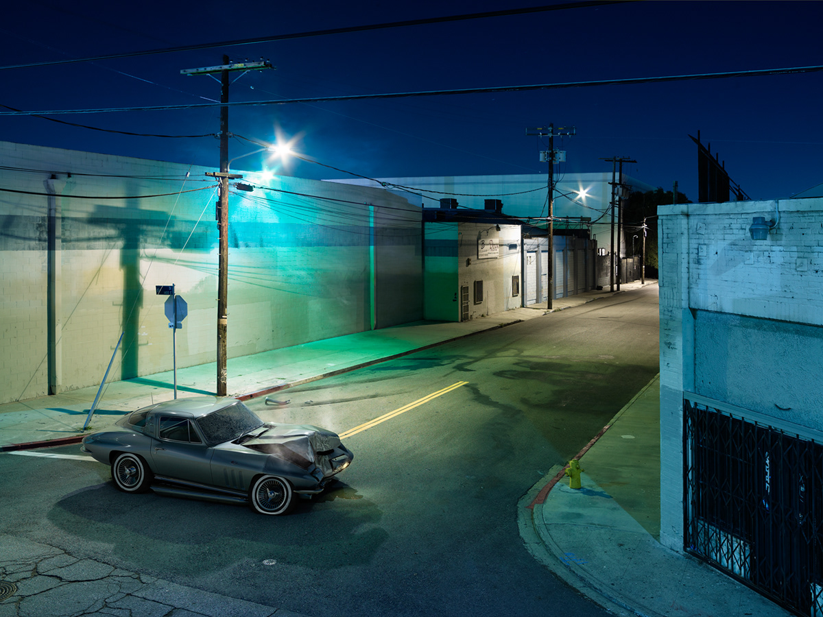 CGI automotive   car Urban night Landscape Los Angeles environment vintage Motor trnsportation