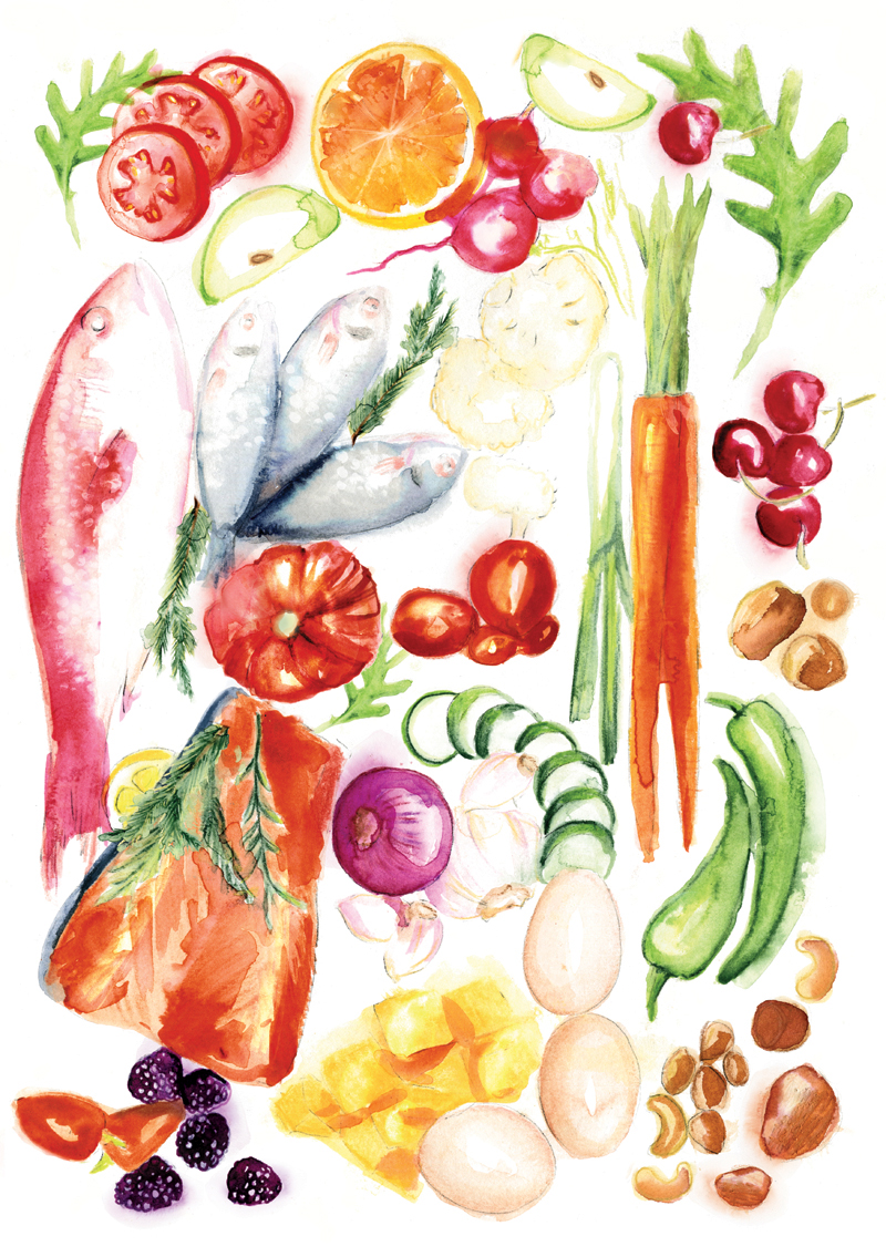 food illustration Editorial Illustration leona beth eat healthy magazine diet edit