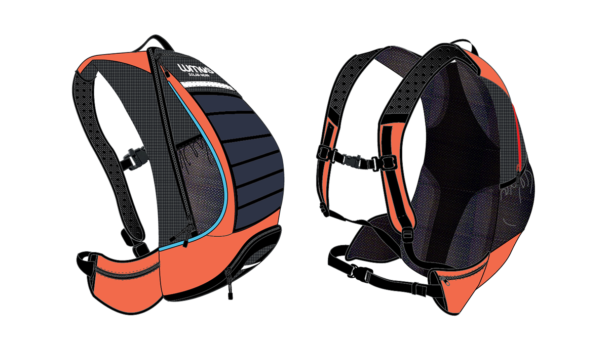 Solar backpack Backpack design wearable tech ILLUSTRATION 