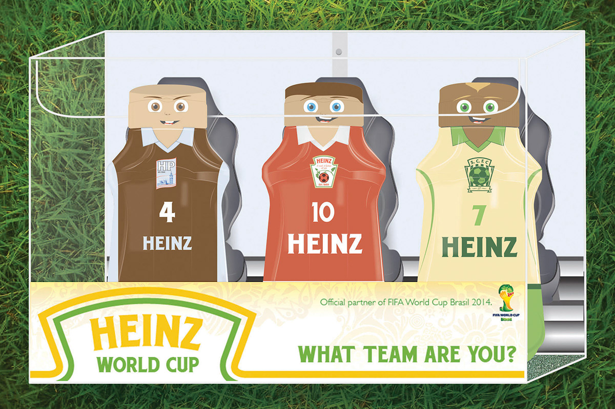 heinz sauces posters Point of Sale world cup football ketchup Salad Cream hp sauce Brazil bottle design packaging design badge emblem