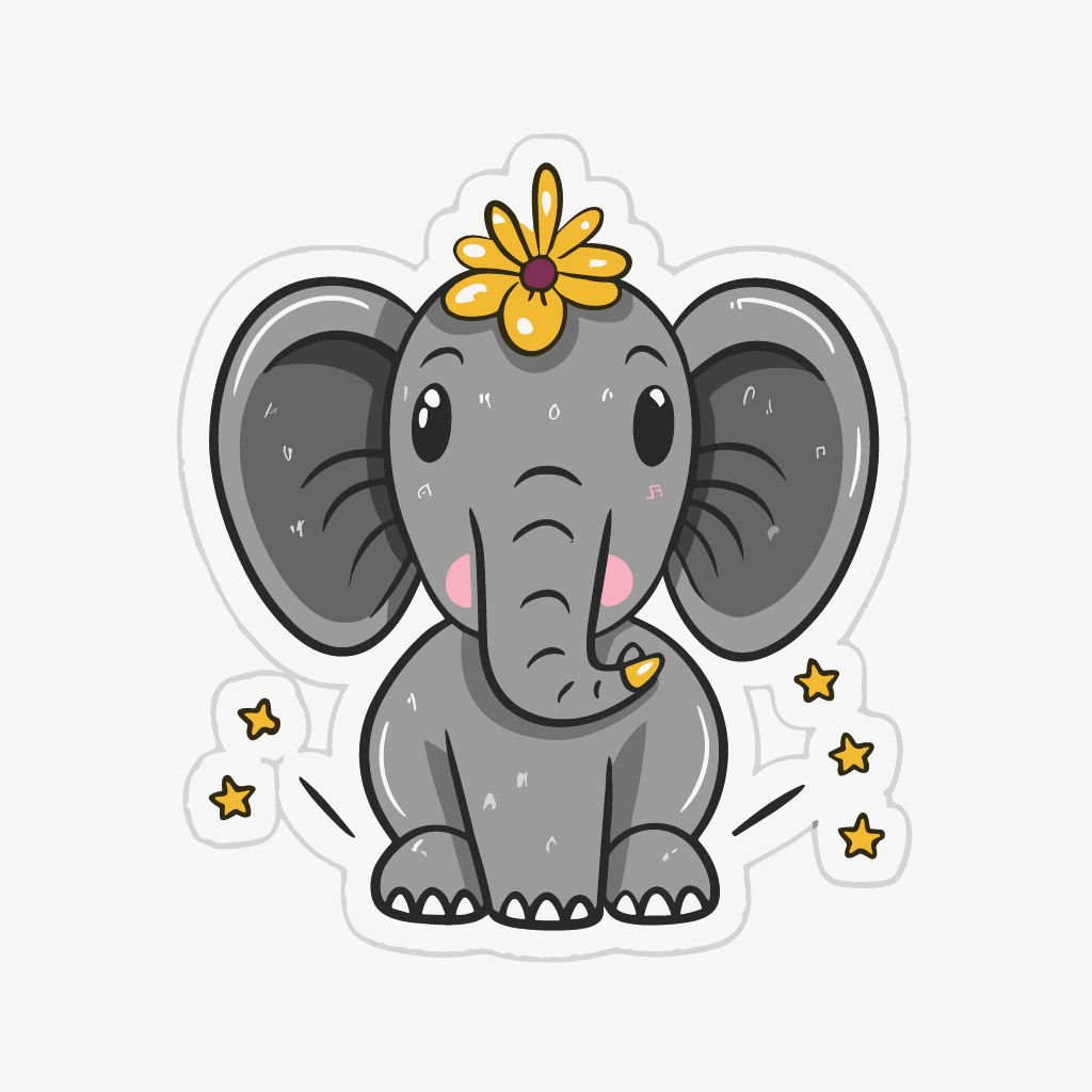 Sticker Design sticker designs stickers vector cute illustration cute animals Elephant Sticker Elephant Sticker Design