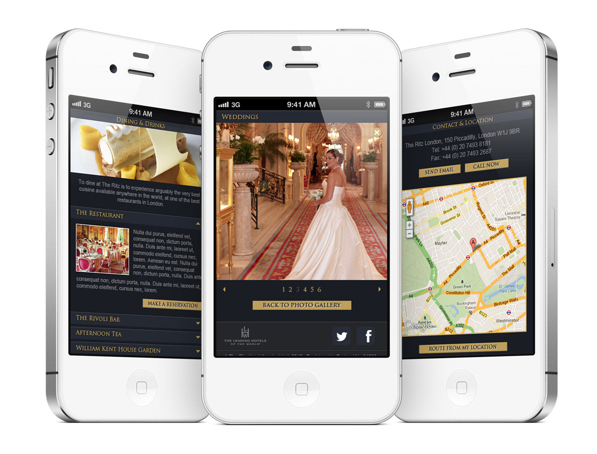 mobile website Ritz luxury London hotel user experience