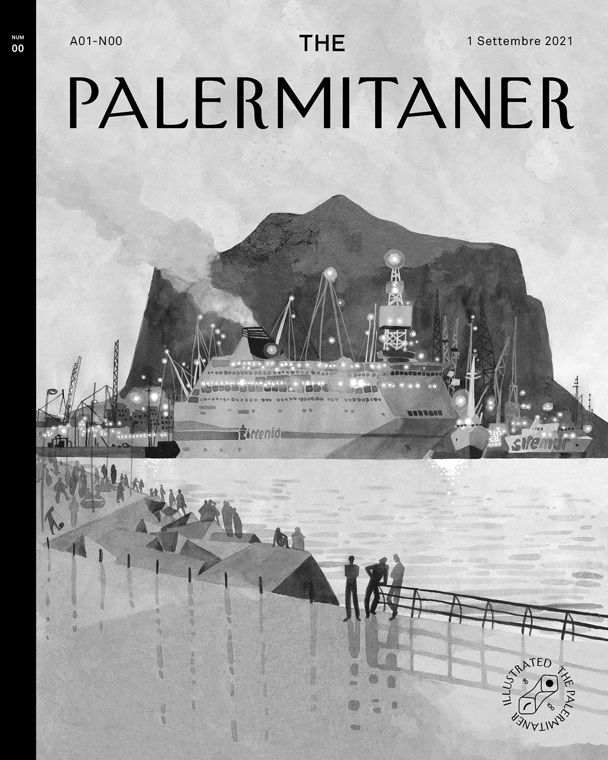 cover illustration illustrated ILLUSTRATION  Magazine Cover Magazine illustration Palermo seascape ships the palermitaner watercolor illustration