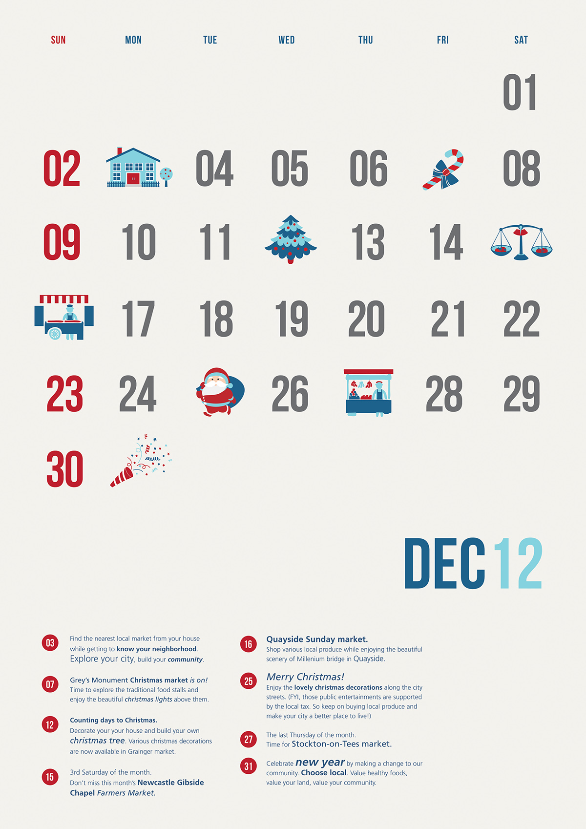 local campaign calendar vector illustrations BuyLocal   adcampaign social socialcampaign psa