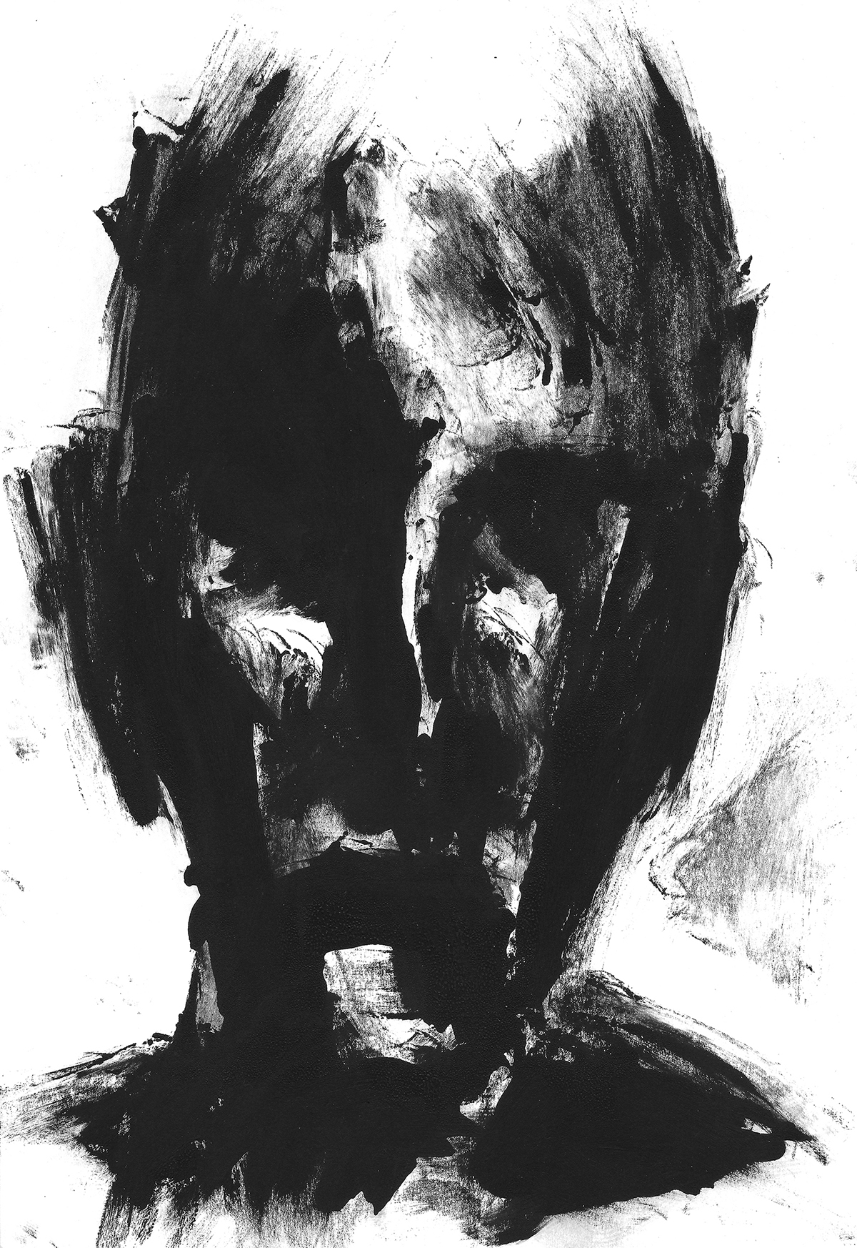 monotype print black and white black face ILLUSTRATION  painting   ink naba lorenzo mercanti