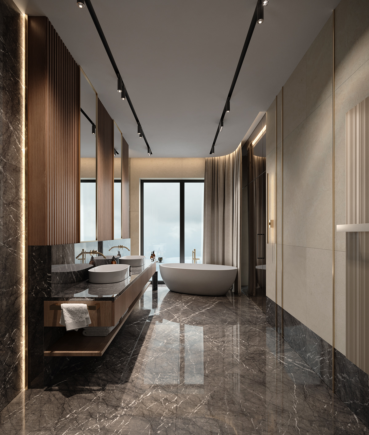 Interior design house visualization bedroom luxury elegant bathroom interior design  modern