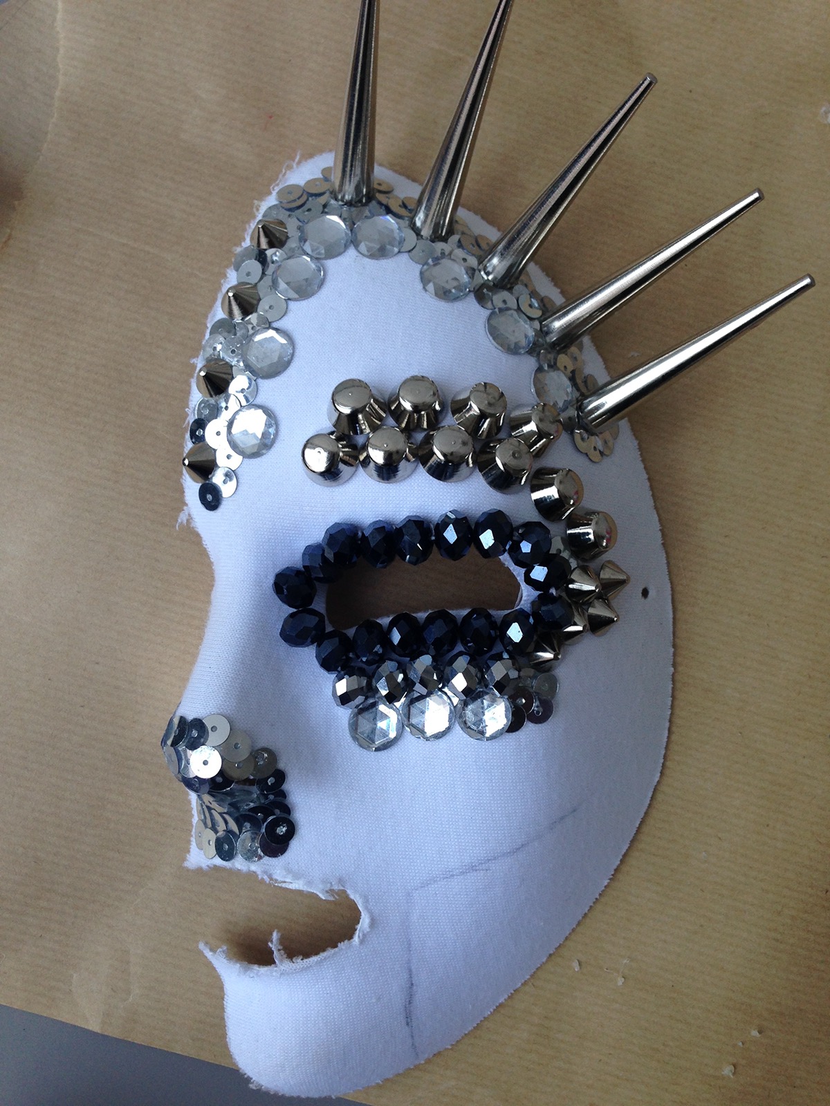 mask jewels studs sequins costume Heavy millinery