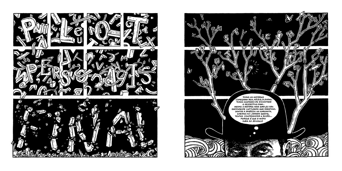 Mia autoria livro ilustrado banda desenhada experimental comics experimental authorship IPCA Hugo Maciel ink drawing black & white história de um