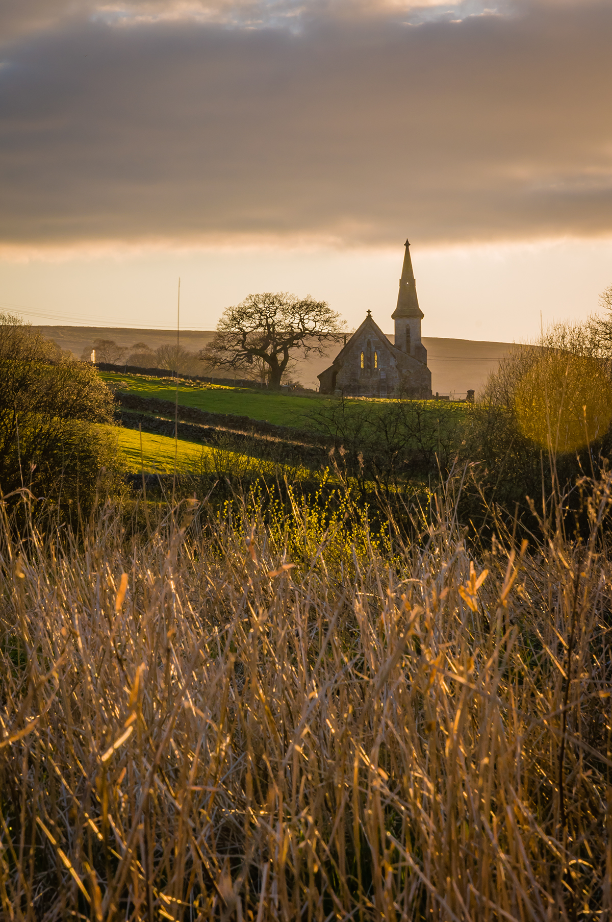 golden hour church yorkshire england blubberhouses countryside Landscape outdoors Nature