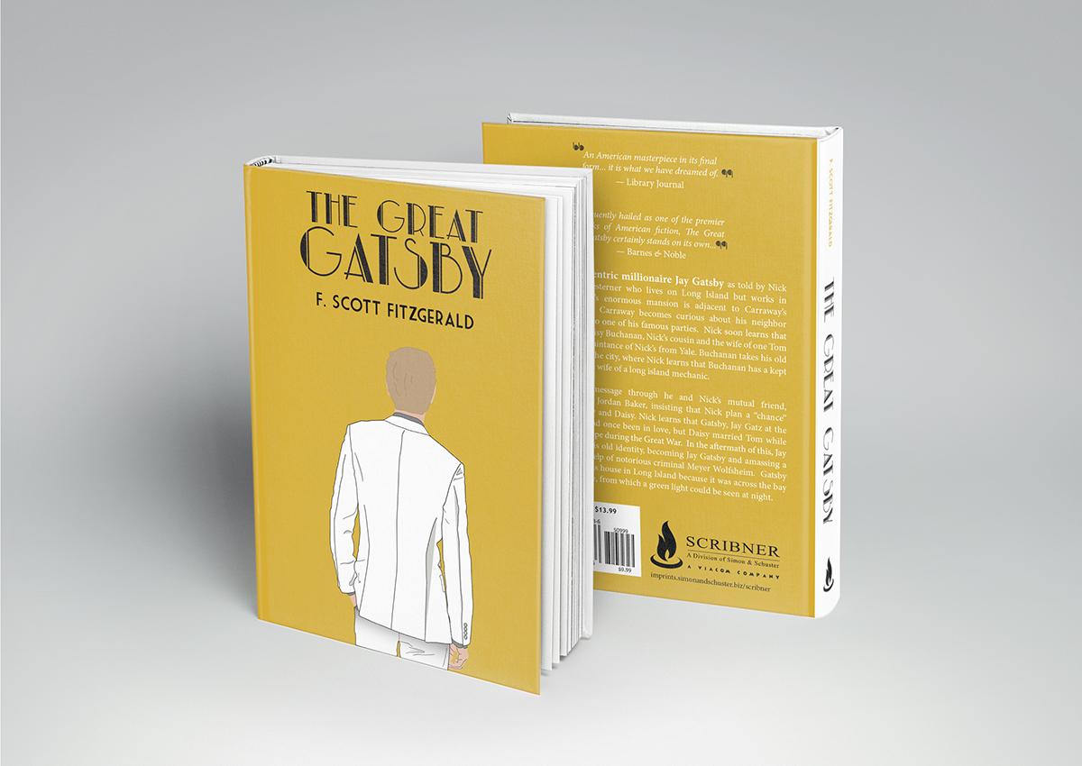 F. Scott Fitzgerald The Great Gatsby book redesign Dust cover book jacket adobe Illustrator