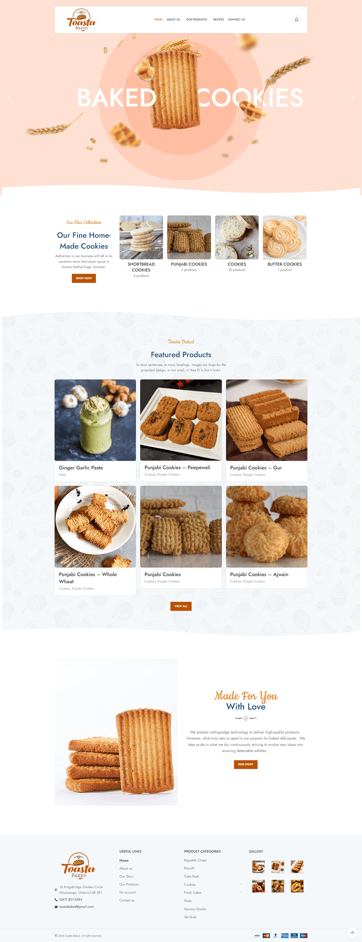 bakery shop biscuits cookies desi ecoomerce website punjabi Wordpress Website