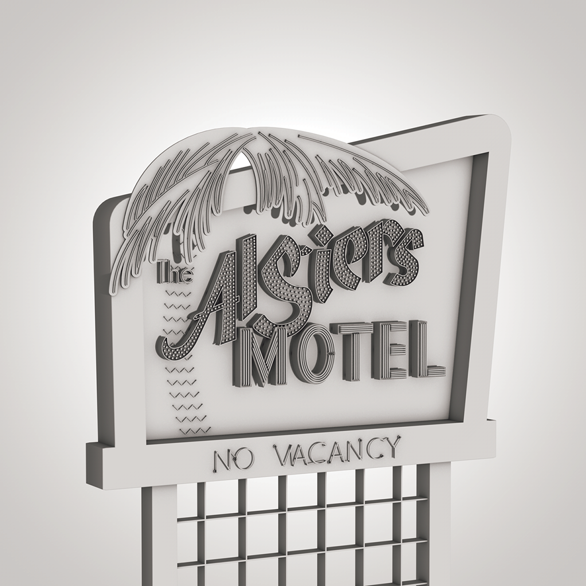 algiers motel detroit neon sign 3D