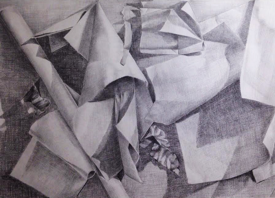 graphite drawing Realism life drawing Expression cross hatching texture drawing for design Drafting still life