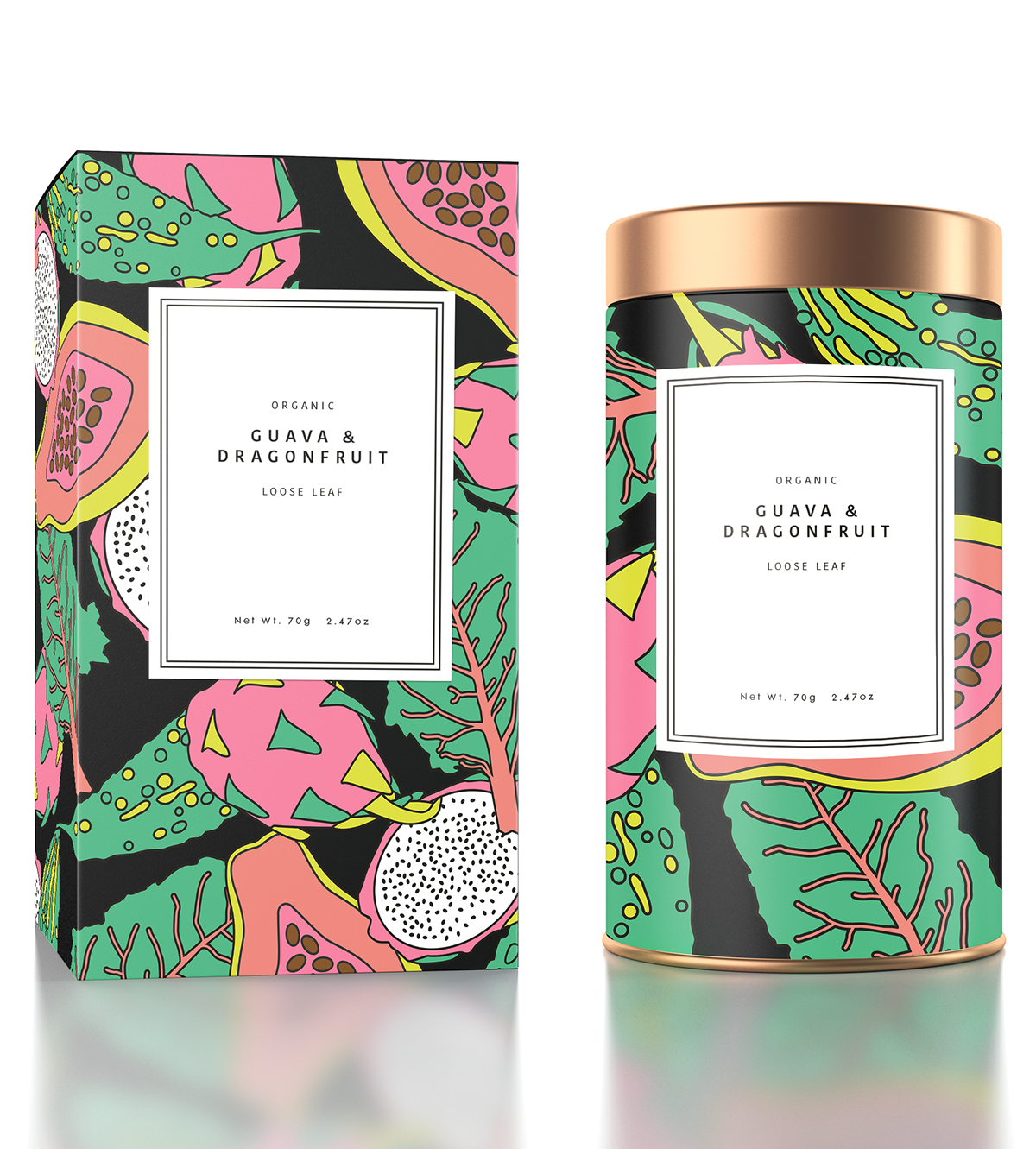 ILLUSTRATION  exotic fruit Illustrator design Packaging branding  surface design pattern Food&Drink tea