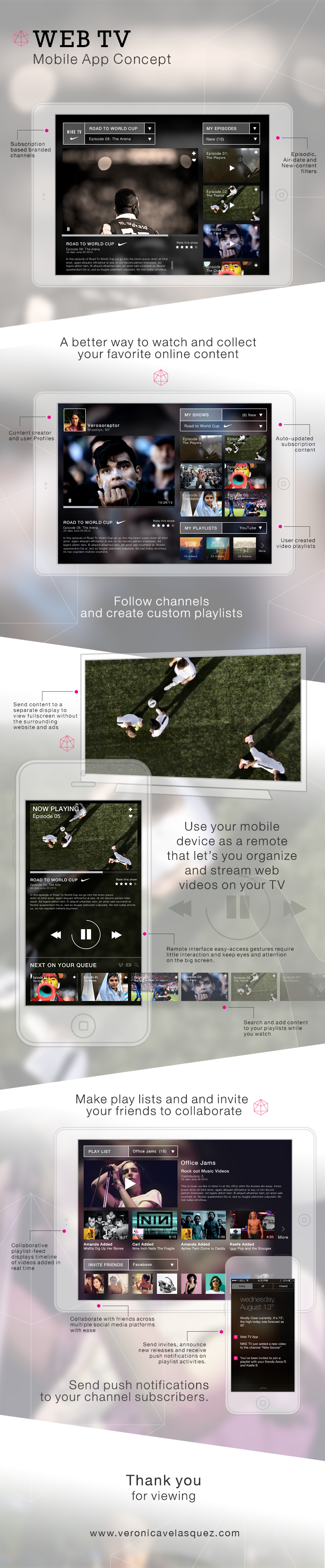 design UI ux veronica velasquez web TV Streaming remote iphone iPad youtube app video mobile device ios