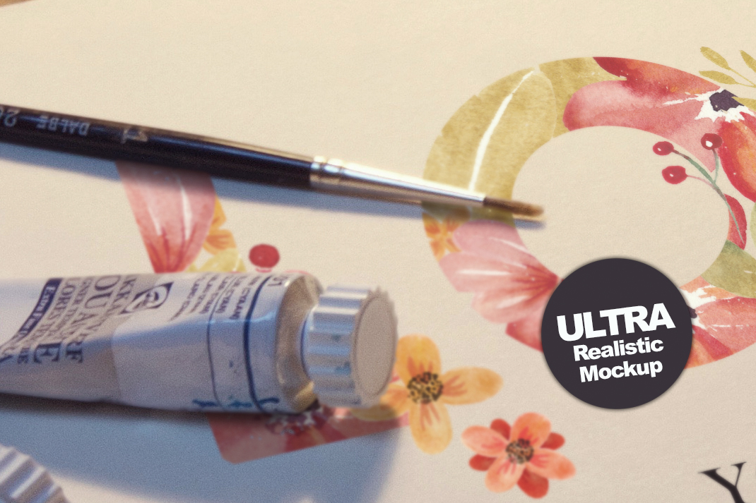 Mockup mock-up free freebie art descktop professional logo psd editable layered watercolor brush color Retro
