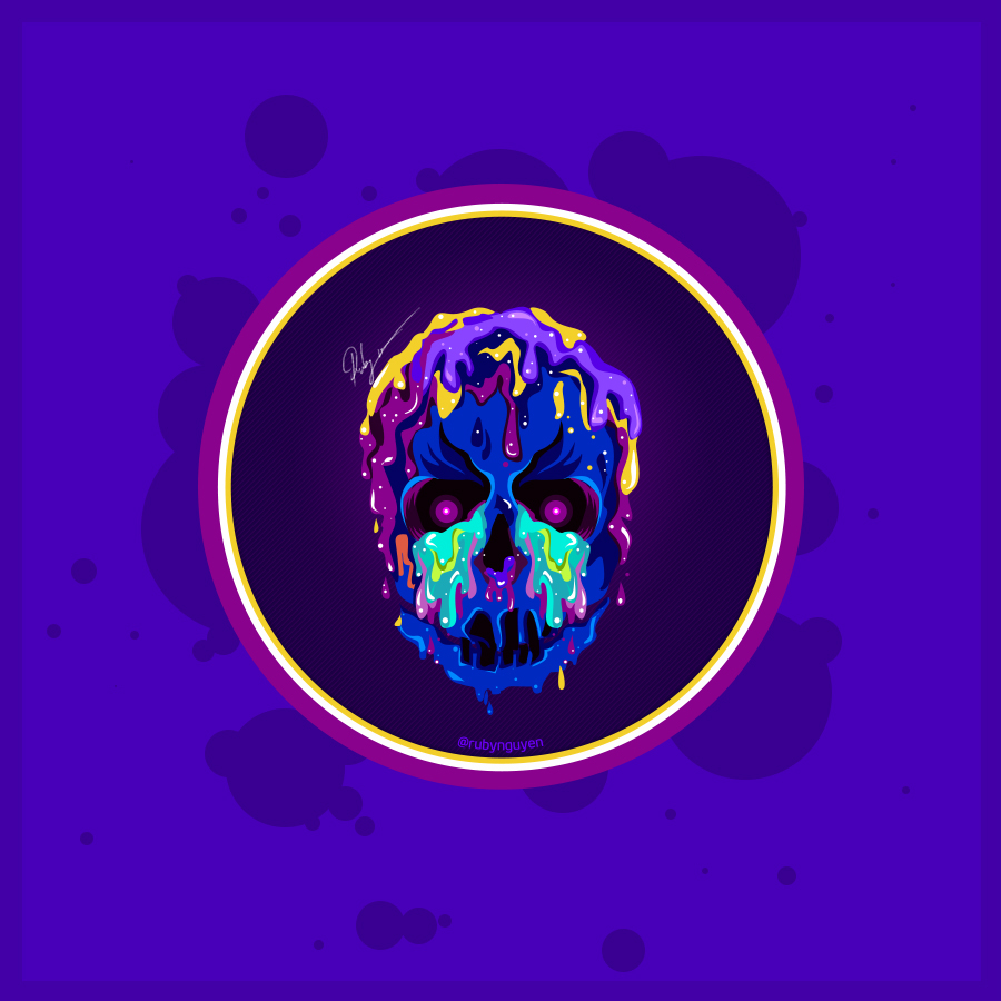 graphic skull skullart rubynguyen Illustrator color shape vector photoshop design palettes art tattoo eyes violet