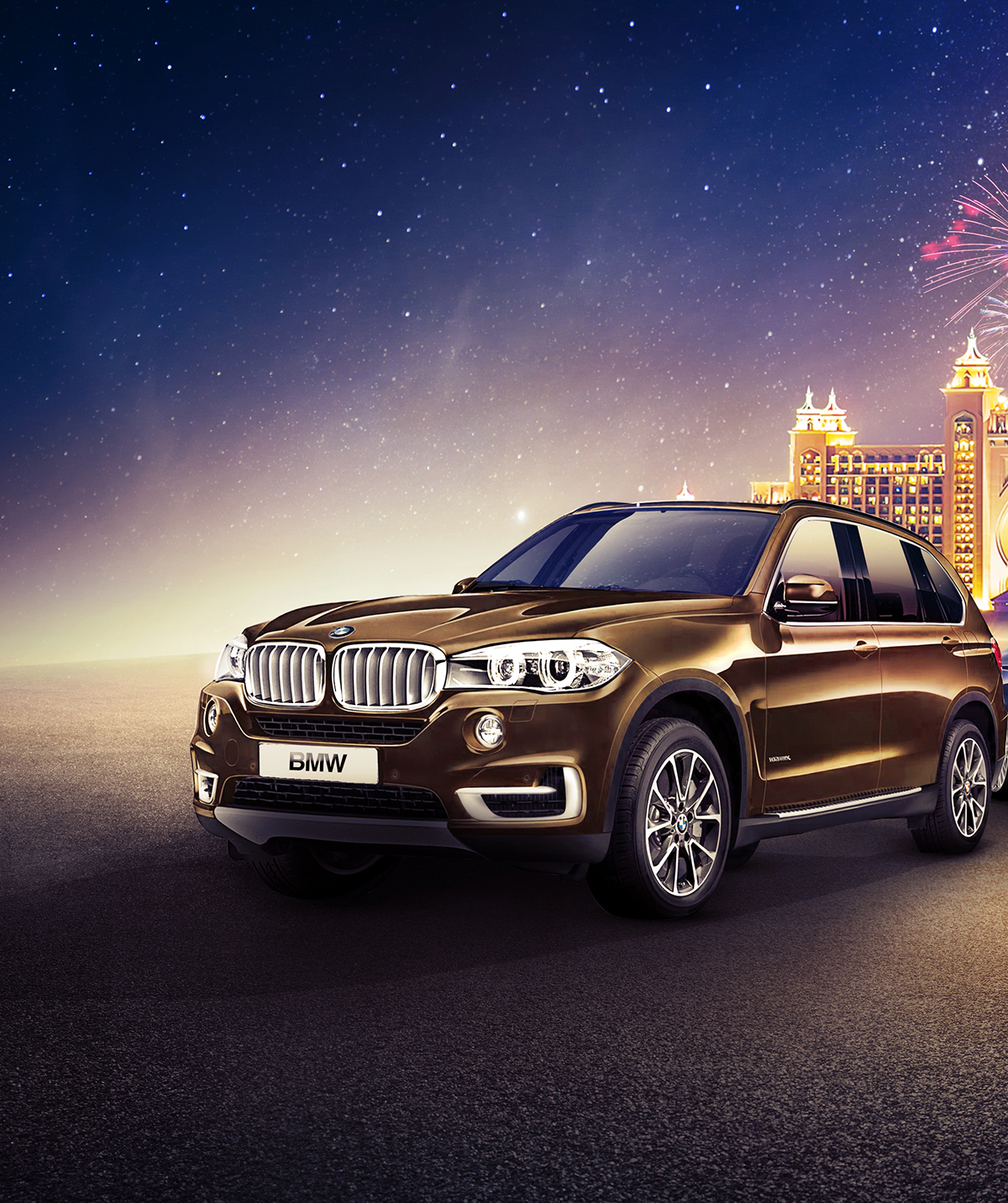 new year christimas dubai emirates BMW atlantis JBR gulf road fire works SKY yellow brown luxury ICON Advertising