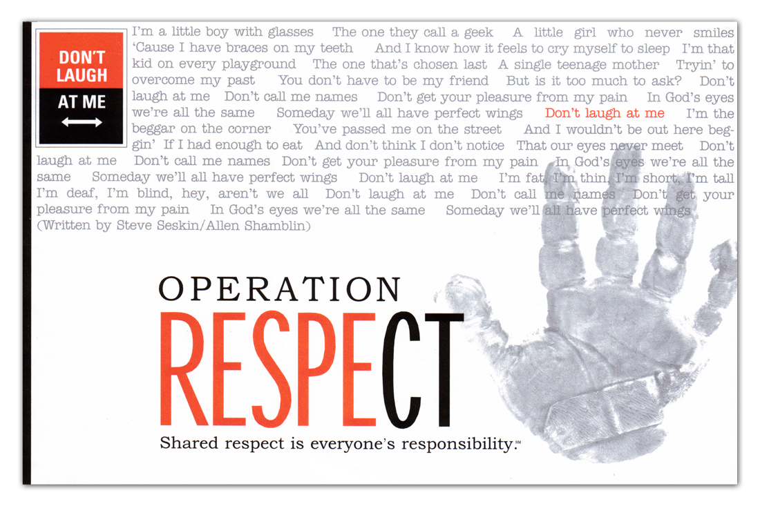 Operation Respect Connecticut Raising money fund raising brochure tearoff Print campaign children nonprofits Tear-Off long island