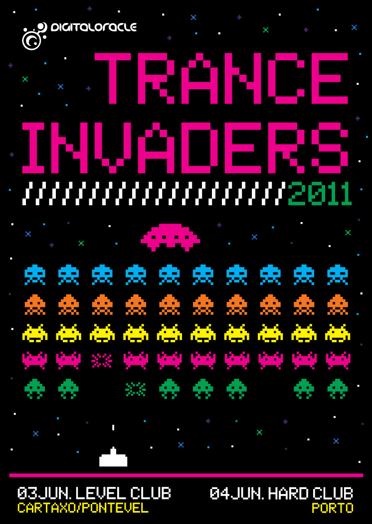 flyer poster graphic party vector art Invaders
