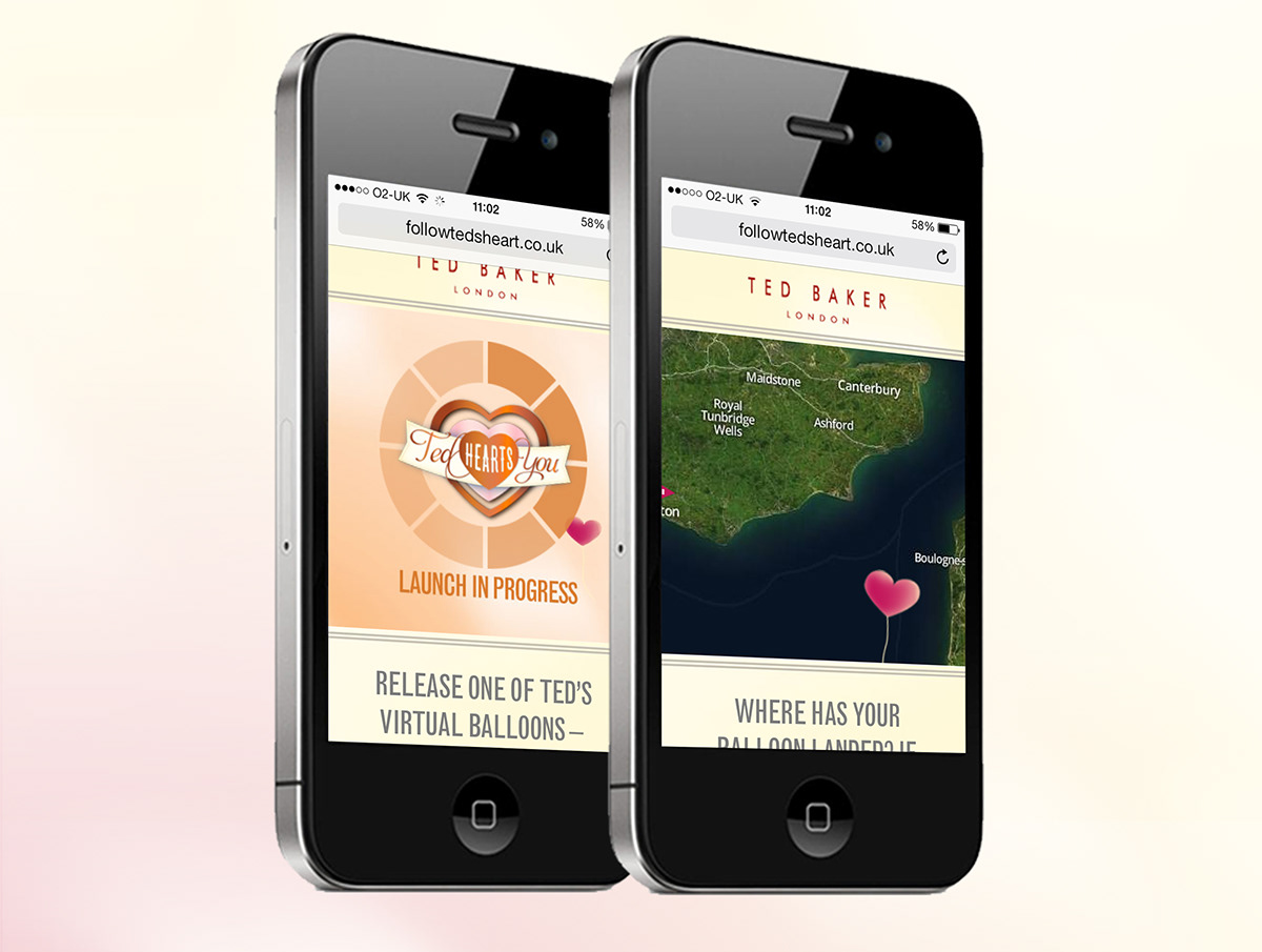 Ted Baker valentines valentines day facebook app Mobile app hearts digital marketing