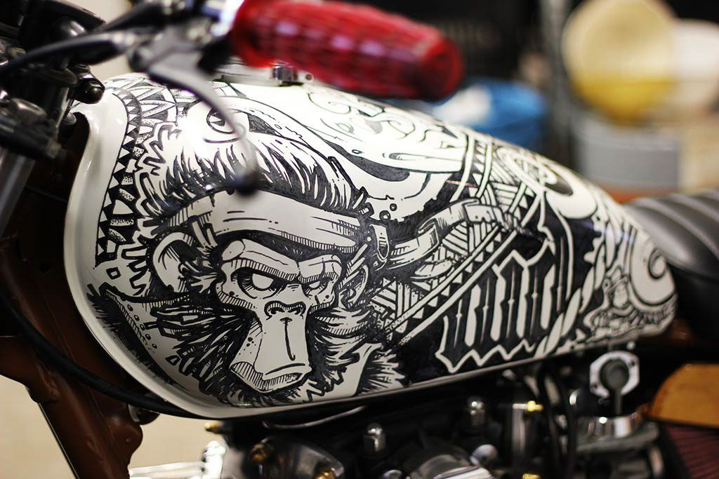fuel tank motorcycle custom bikes Collaboration markers yahama X650 Cool Kid Customs Wall Dizzy