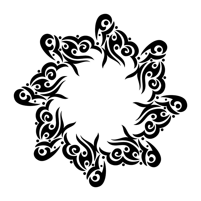 tribal tattoo frame print textile black and white round circle