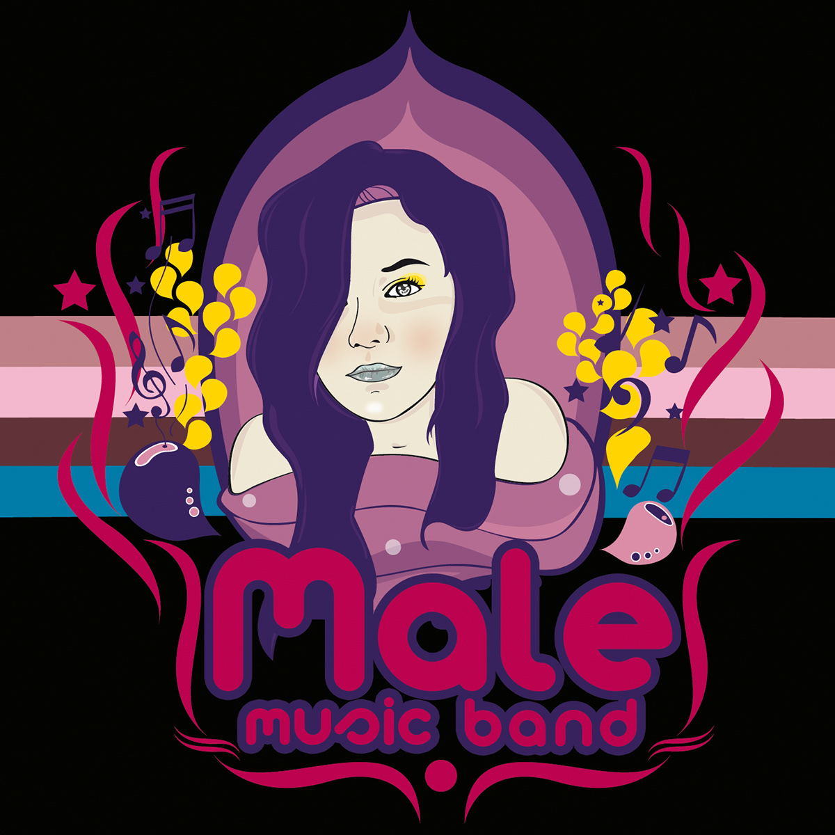 cover music male band digital notes purple girl woman