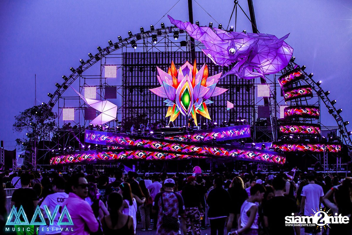festival Thailand party neon Stage visuals illustrate art naga snake psychedelic led graphic design color