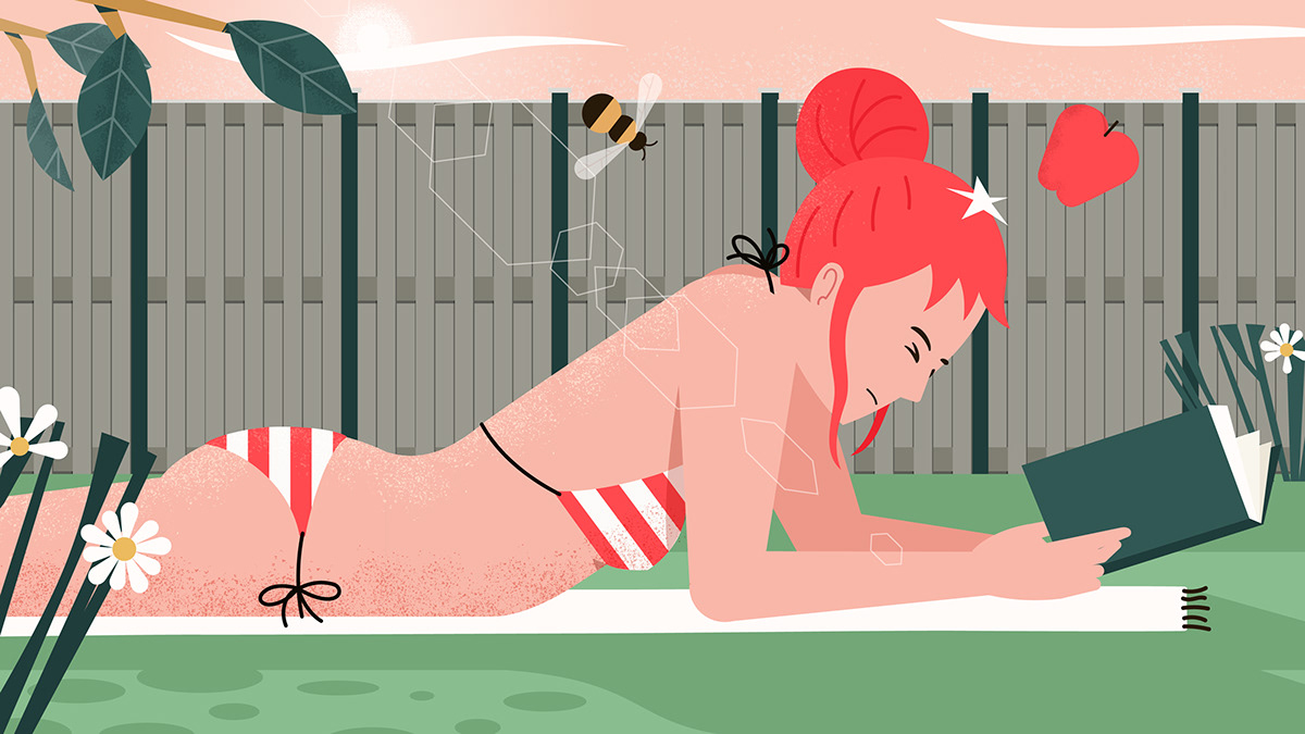 Adobe Portfolio Bikini Girl branding  garden nude summer Character design  Procreate