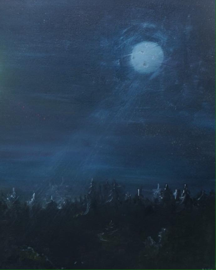 forest night oilpainting  colors  moon  art  painting