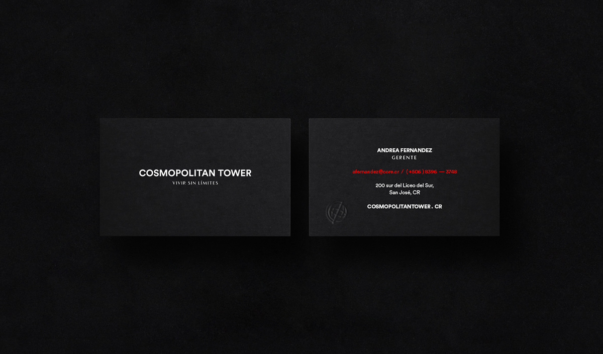 cosmopolita Cosmopolitan Tower Costa Rica black and white design branding  logo