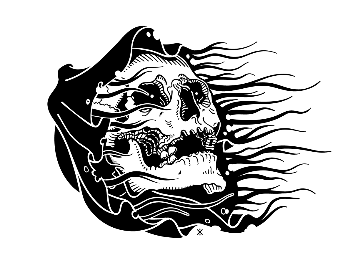 reaper Grimm reaper death skull tattoo ILLUSTRATION  black and white dark grotesque skeleton