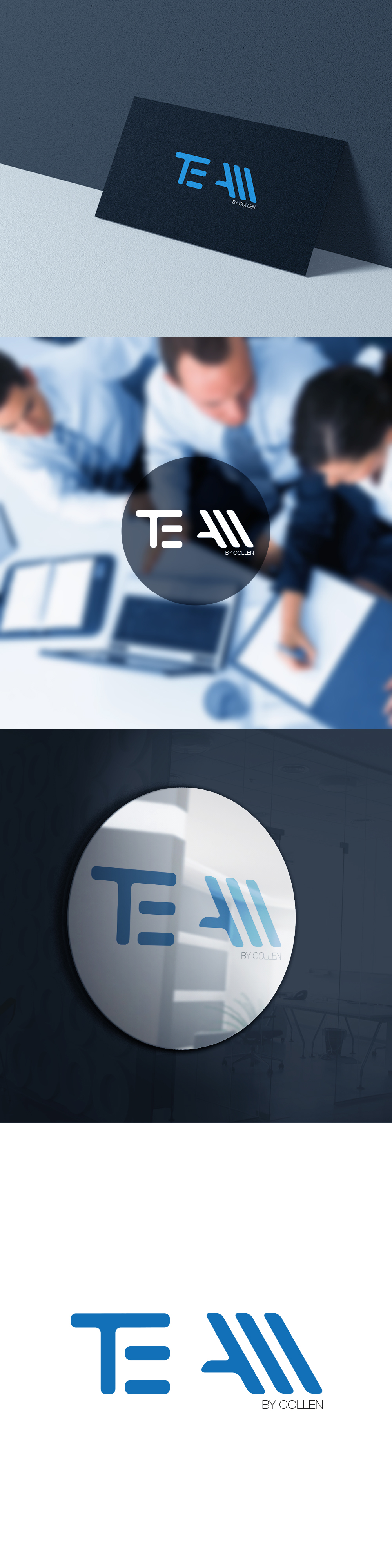team simple minimalist businesscard blue logo