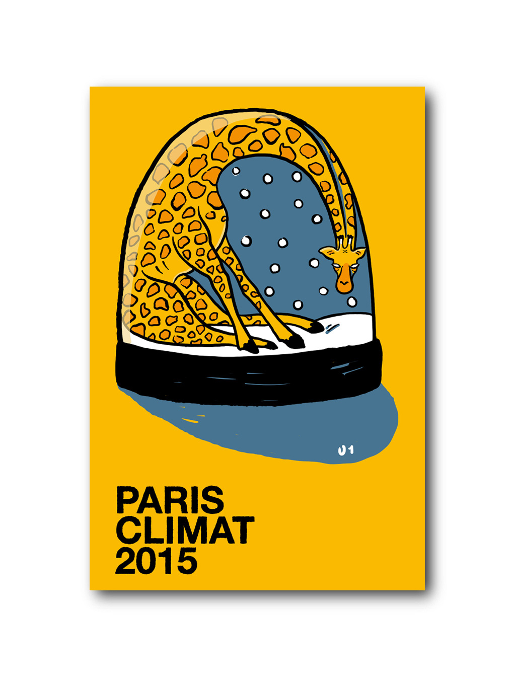 Paris climat climate global warming pingoin girafe giraffe funny Event ecologic summit poster