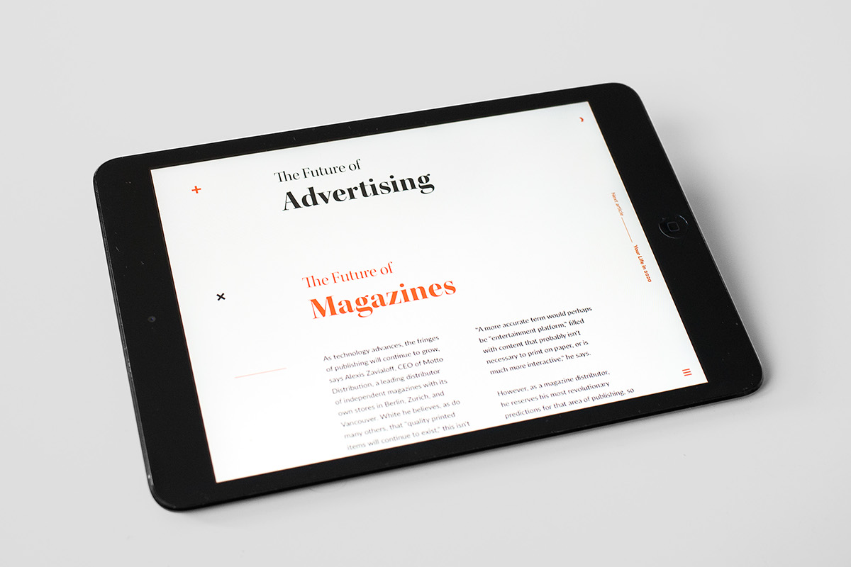 Verso iPad Reading ebook mag+ editorial newspaper interactive app Digital Publishing mobile westerdals Experience Digital Magazine student