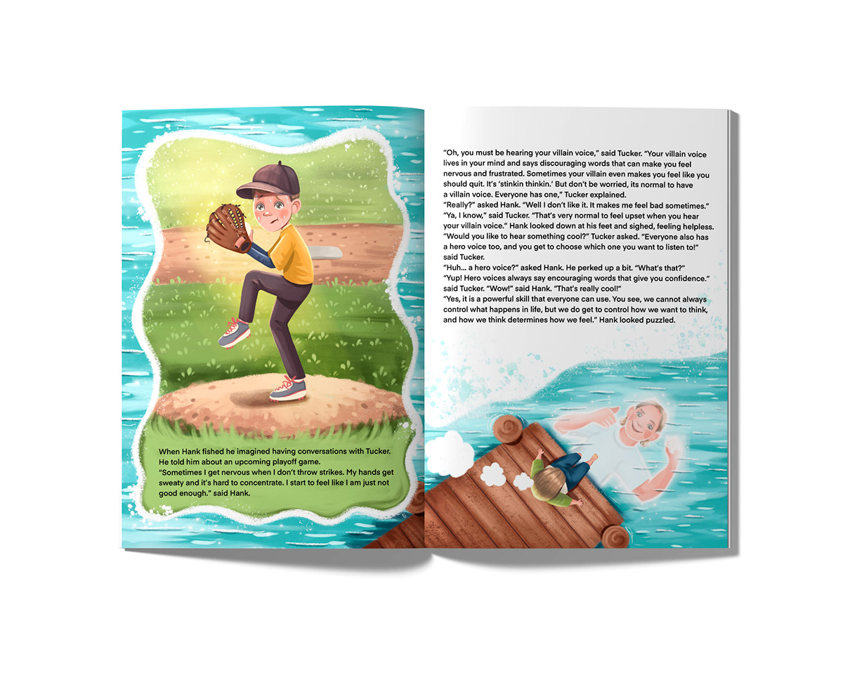 Story Book children's book book ILLUSTRATION  cartoon lake baseball Nature reflection water