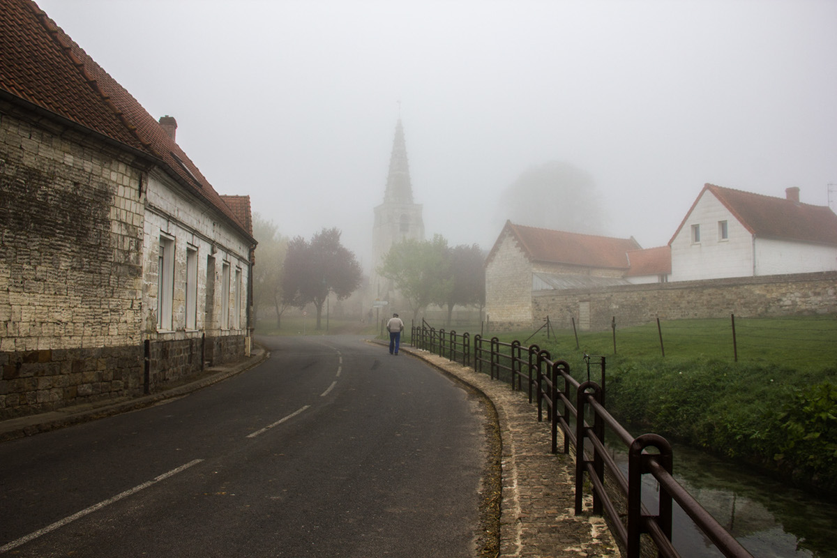 Landscape fog streetscenes ecoivres village Documentary  peaceful quiet lonely fields Homes