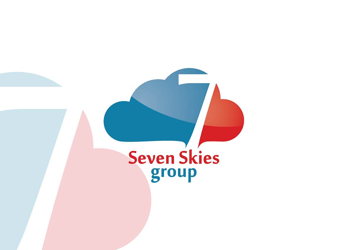 Logo Design logos seven skies skies blue red Airlines Airways tourism
