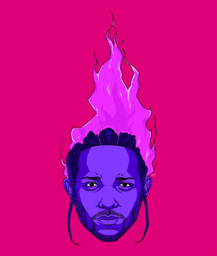 kendrick lamar rap hip hop portrait kendrick purple pink fire flame KDot