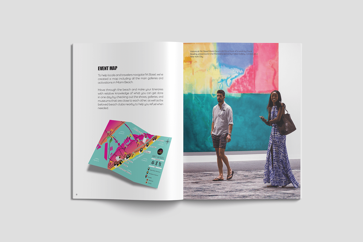 Adobe Portfolio adobe suite Art Basel artbasel booklet design brochure editorial design  event guide Illustrator InDesign magazine