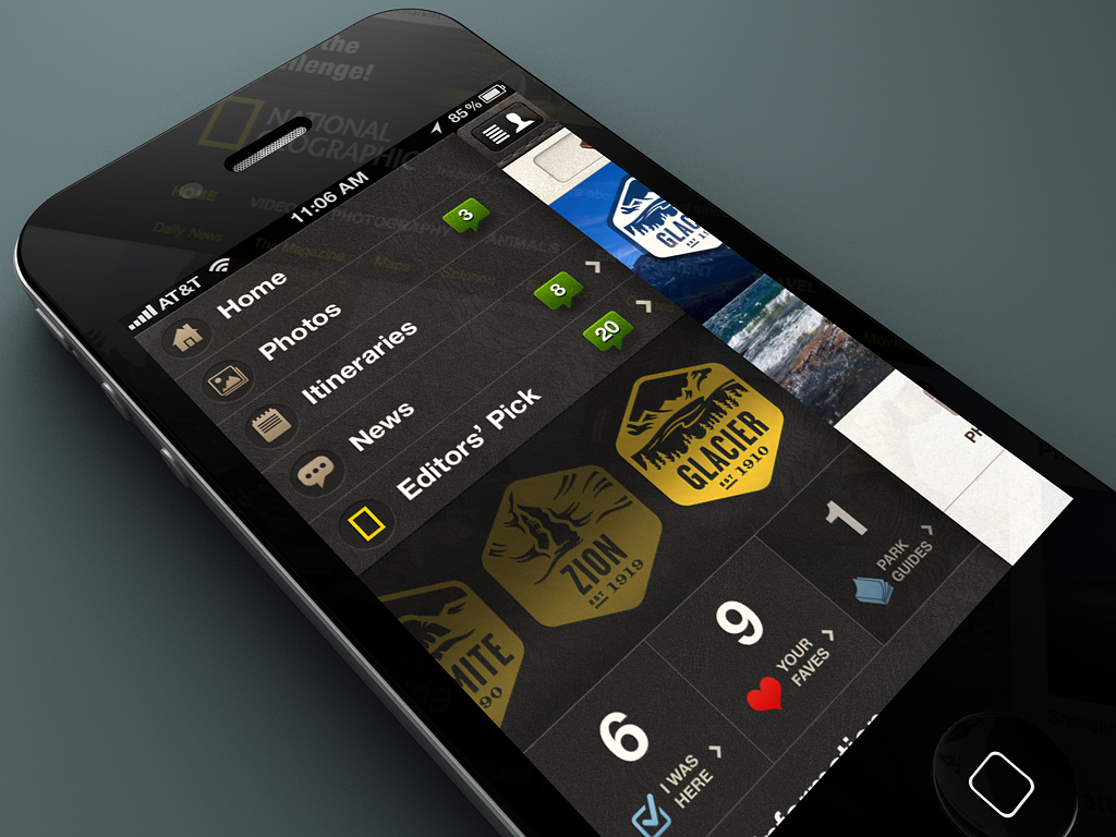 National Geographic Society iphone app app design Interaction design  ui design  ux design Mobile UI Mobile UX interface design interactive design Creative Direction  art direction  app design ios