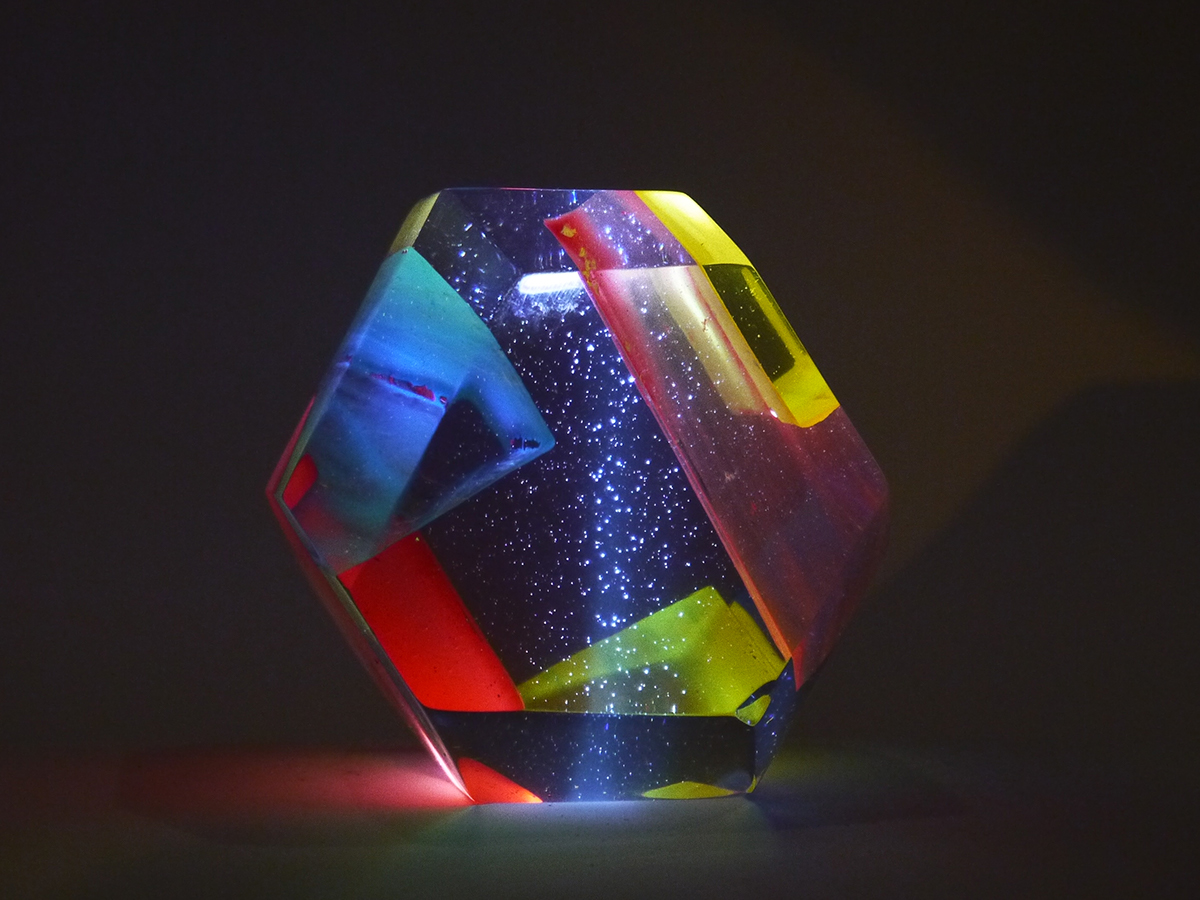 geometric resine 3D 3D painting chromatic sculpture transparent