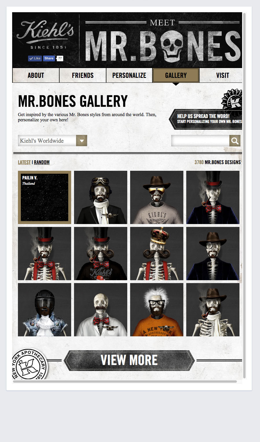 Adobe Portfolio kiehl's Mr. Bones facebook app