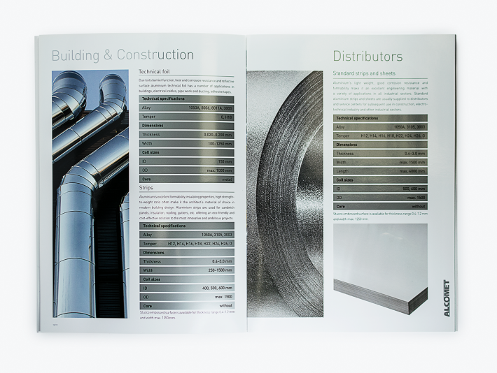 aluminum Catalogue Catalogue design graphic design  Layout manufacturing metal silver technical typography  