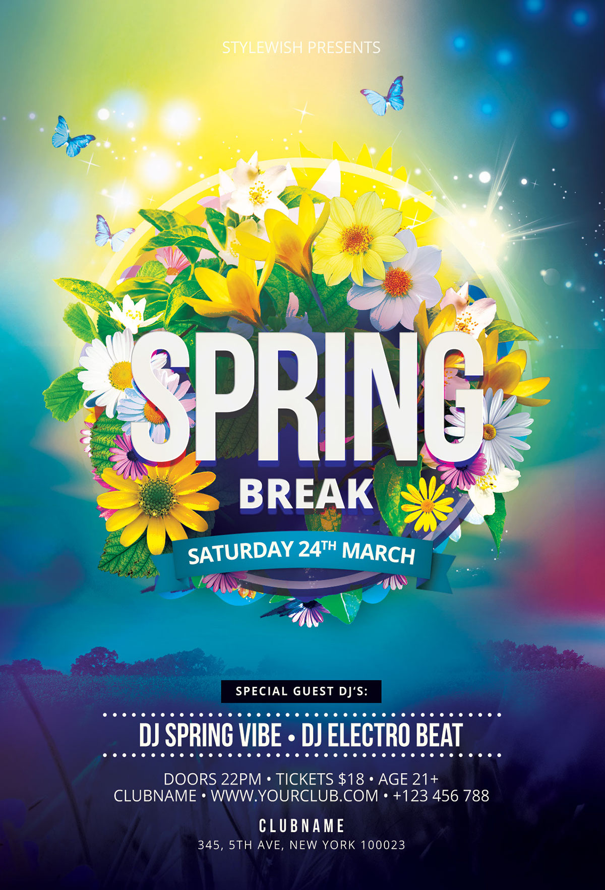 spring flyer poster Spring Party summer psd photoshop Nature floral Flowers